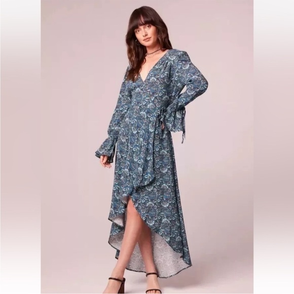 NWT Band Of The Free Jewel Teal Floral Wrap Maxi Dress - Picture 2 of 12